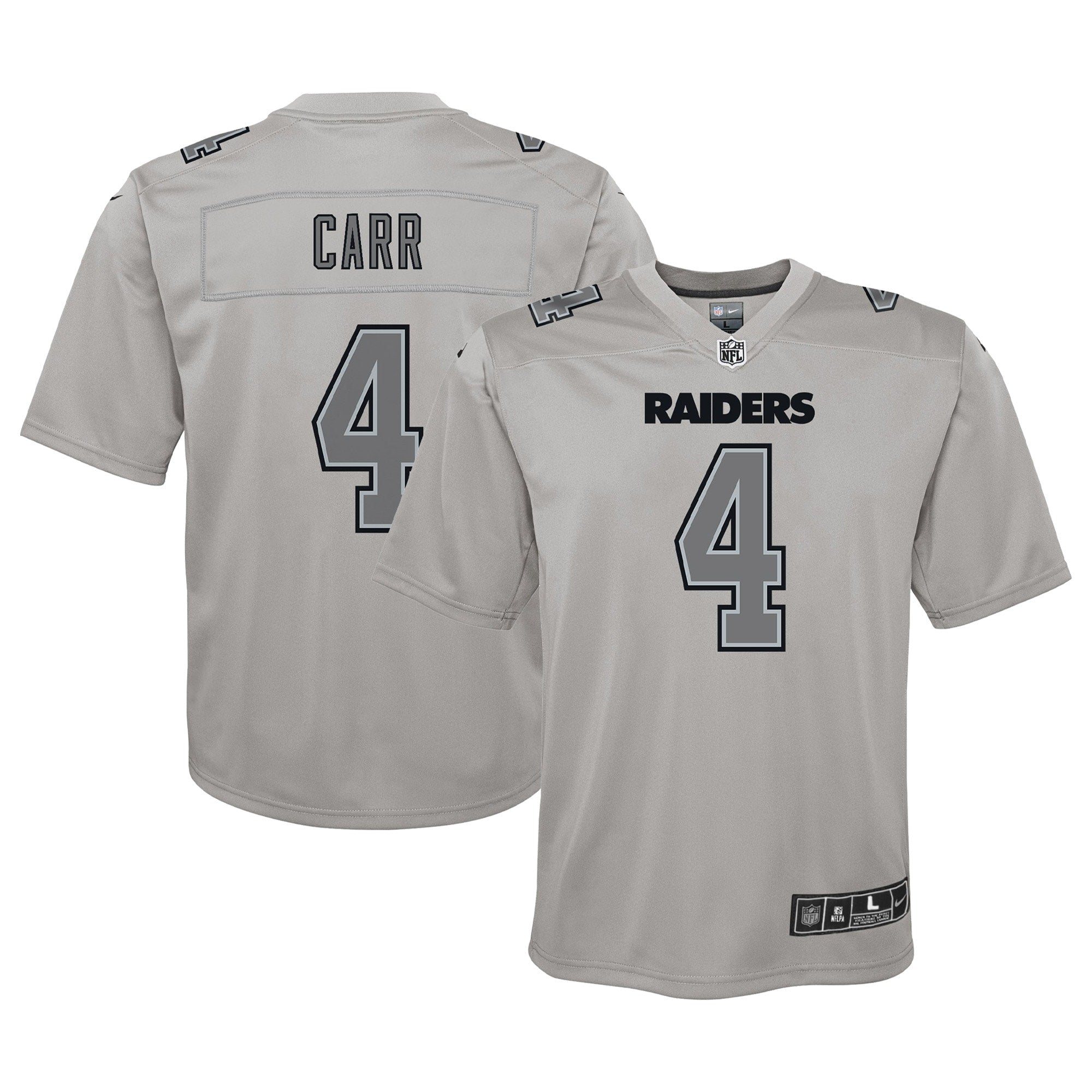 Nike Las Vegas Raiders No4 Derek Carr Silver Youth Stitched NFL Limited Inverted Legend Jersey